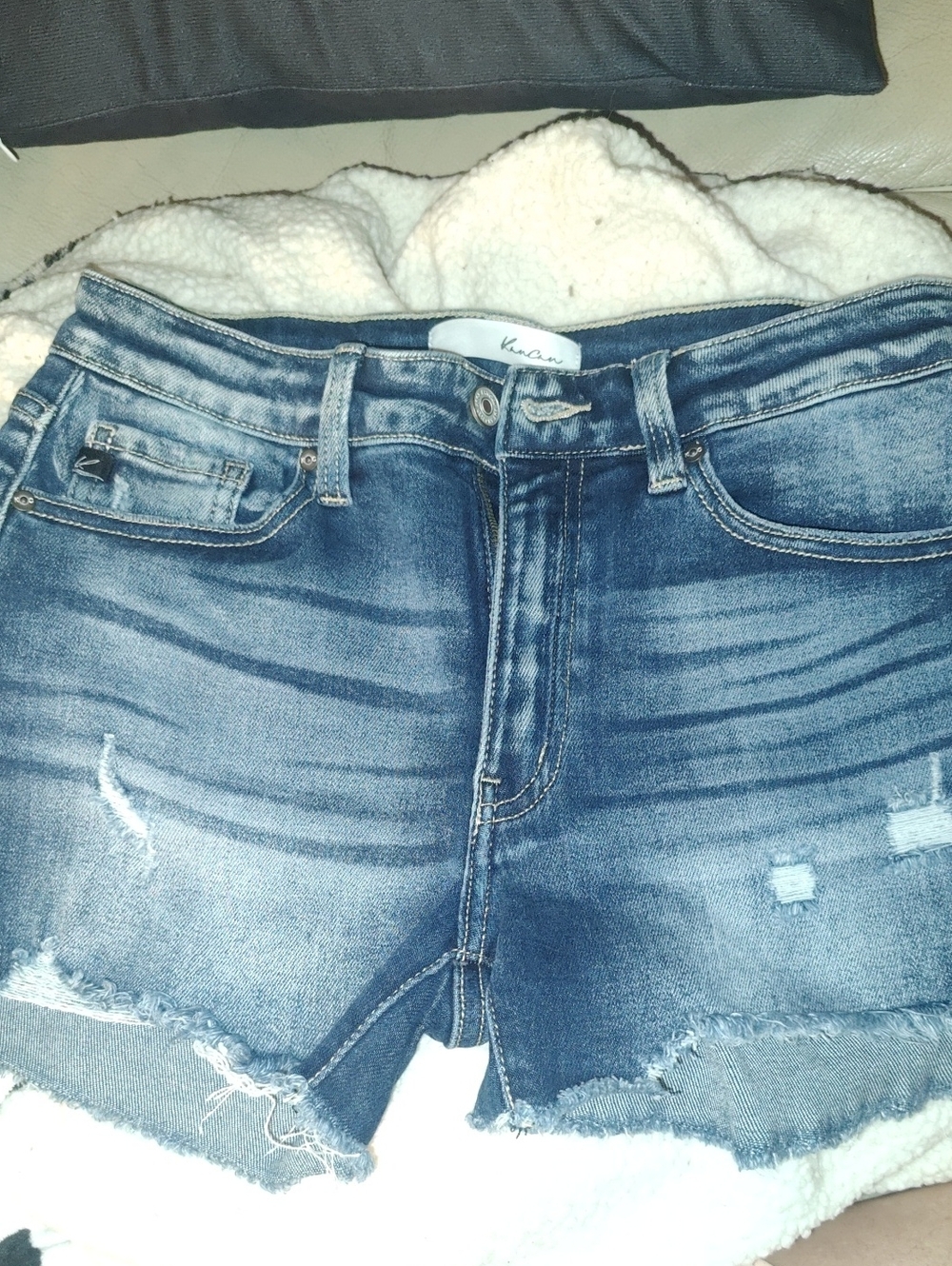 KanCan Blue Washed Distressed Denim Shorts
